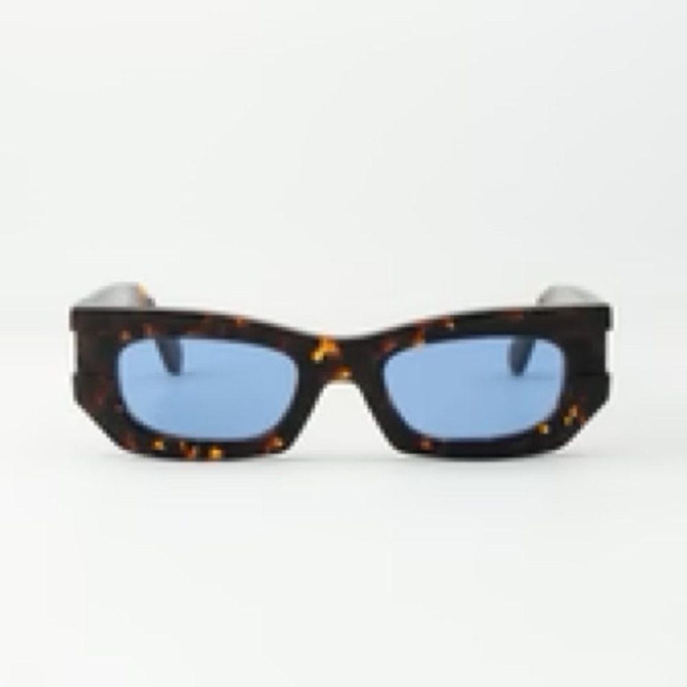 Off-White Tortoise Sunglasses with Blue Lenses